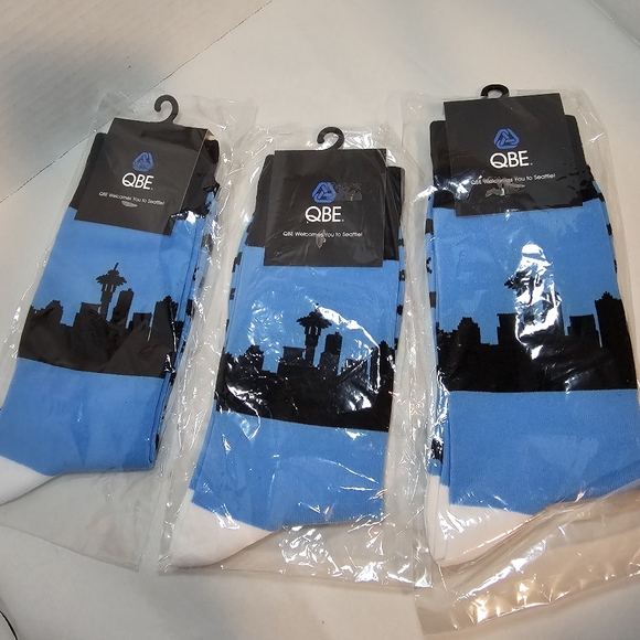 QBE Other - Seattle Skyline & Fish Socks 3 Pair NEW in Packages